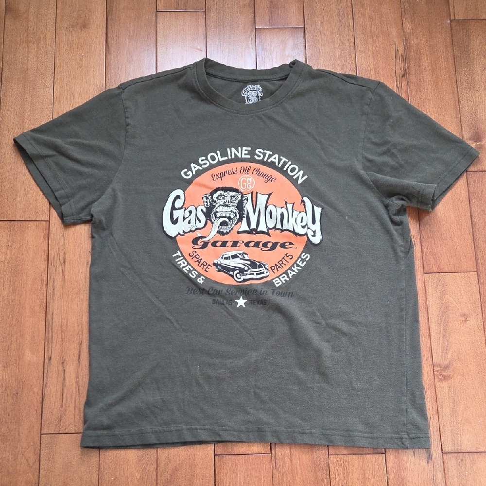 Gas Monkey Men's Olive Short Sleeve T-Shirt Size L